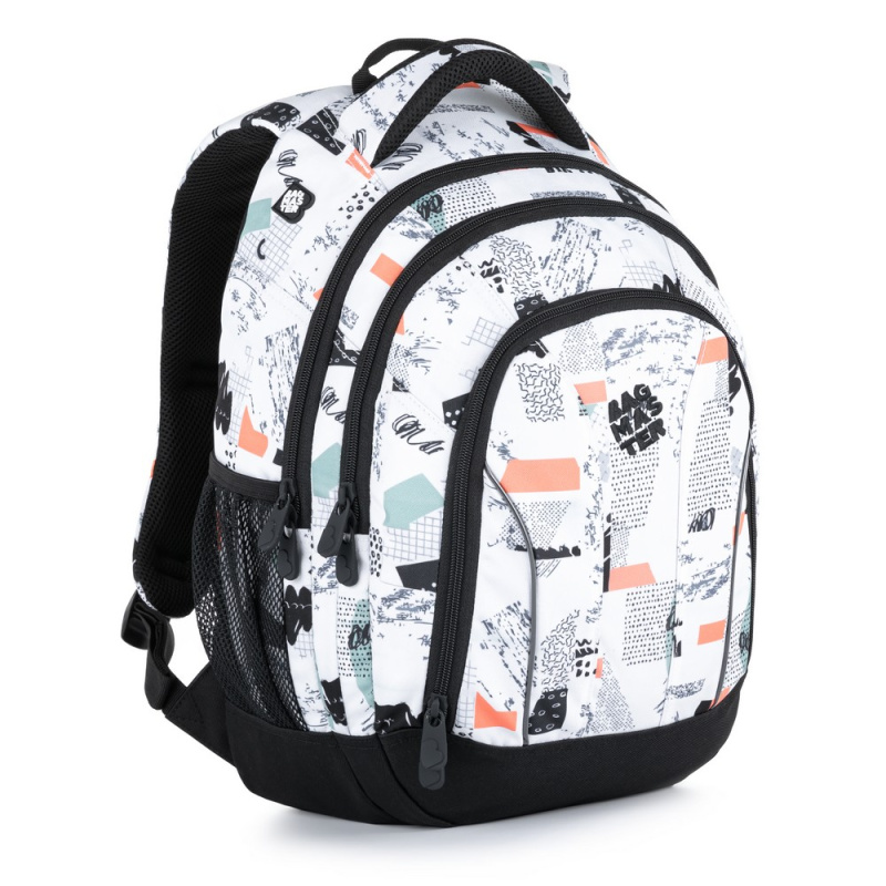 Studentský batoh Bagmaster Supernova 21 a White/Black/Orange/Green BagMaster