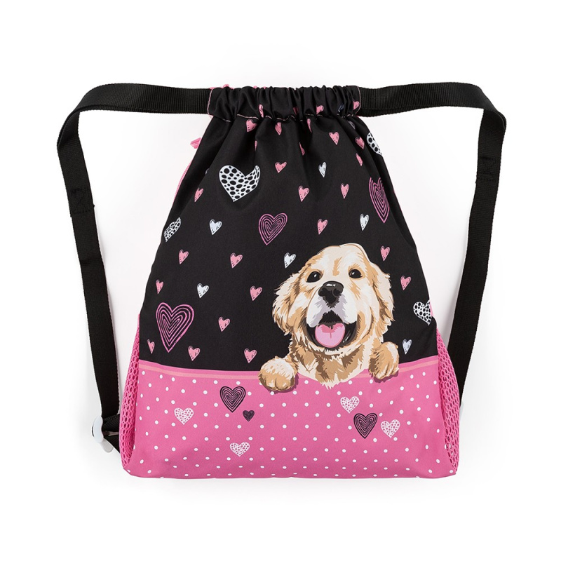 Školní sportovní sáček Shoes Alfa 21 a Black/Pink BagMaster