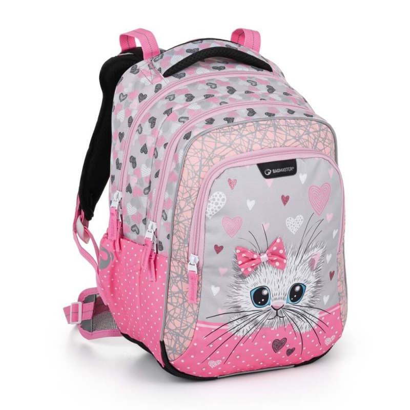 Bagmaster LUMI 22 A školní batoh - bílá kočka s mašlí