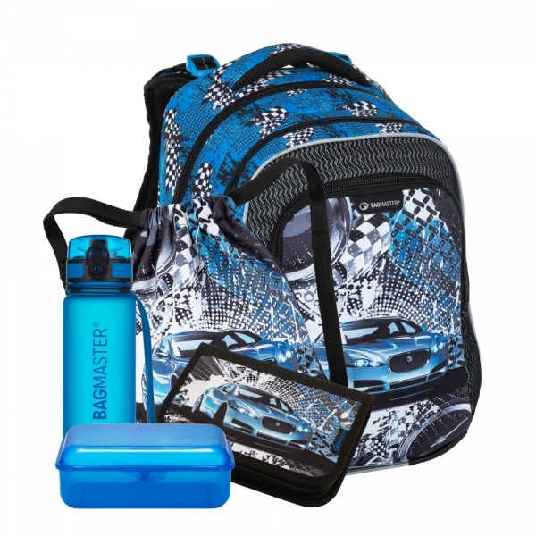 Bagmaster LUMI 23 D velký školní set pro prvňáčky - modré auto BagMaster