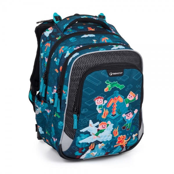 Bagmaster LUMI 24 E školní batoh – kostičkový svět BagMaster