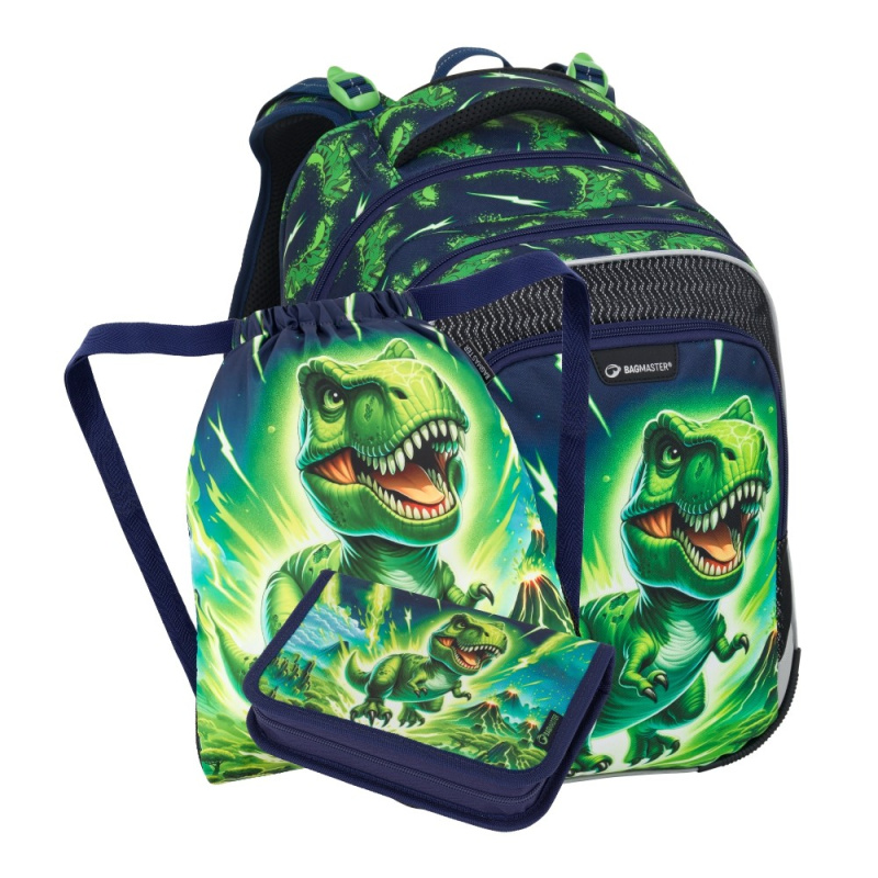 Bagmaster LUMI 25 C malý školní set pro prvňáčky – dinosaurus BagMaster