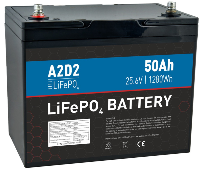 A2D2 baterie LiFePO4 25,6V 50Ah M8