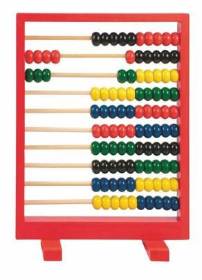 WOODY DŘEVO Počitadlo dětské 26cm červený rám 100 kuliček