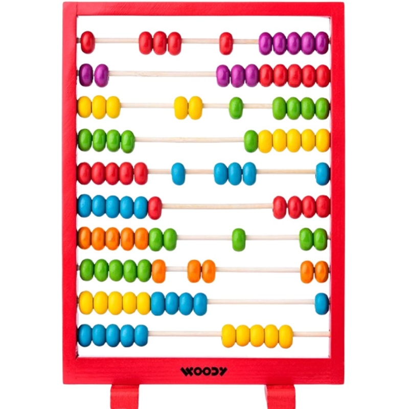 WOODY DŘEVO Počitadlo dětské 26cm červený rám 100 kuliček