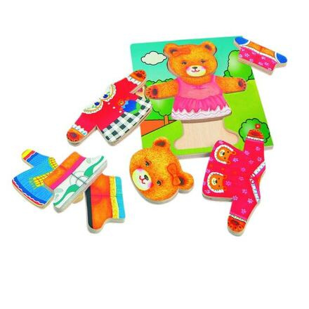 Woody Puzzle šatní skříň - Medvědice, 18 dílů
