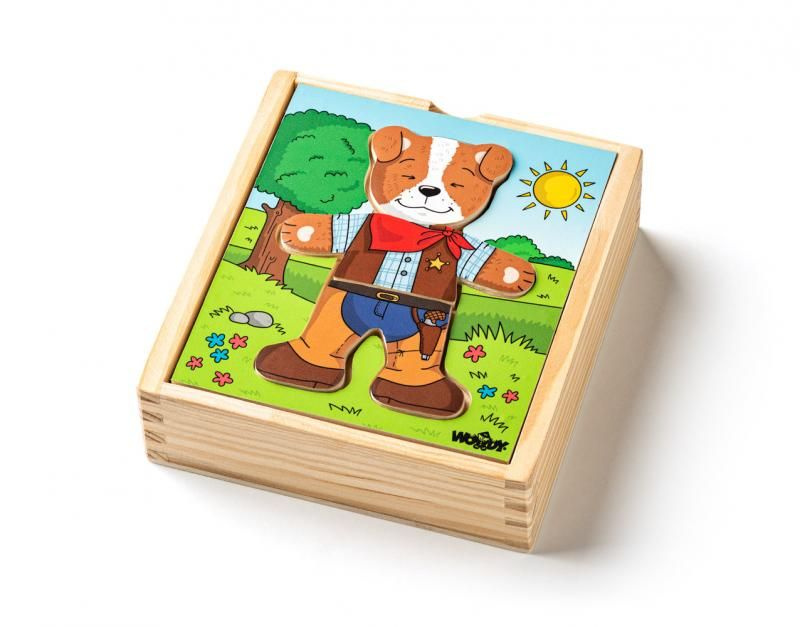 Woody puzzle šatní skříň Pejsek 18 dílů