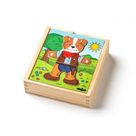 Woody puzzle šatní skříň Pejsek 18 dílů