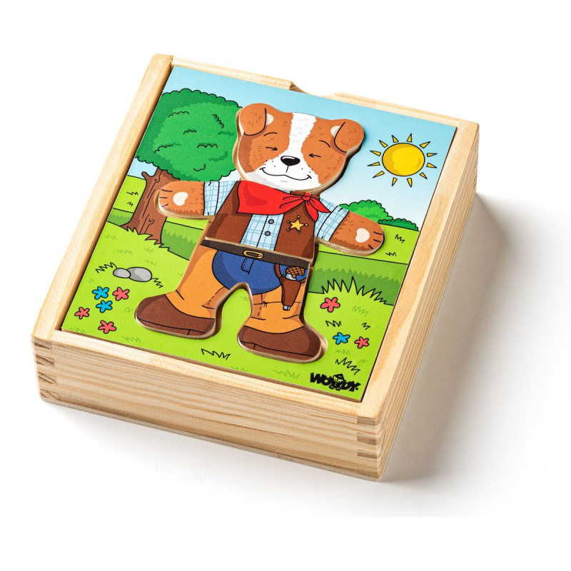 Woody puzzle šatní skříň Pejsek 18 dílů