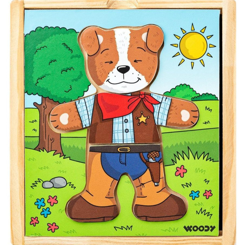 Woody puzzle šatní skříň Pejsek 18 dílů