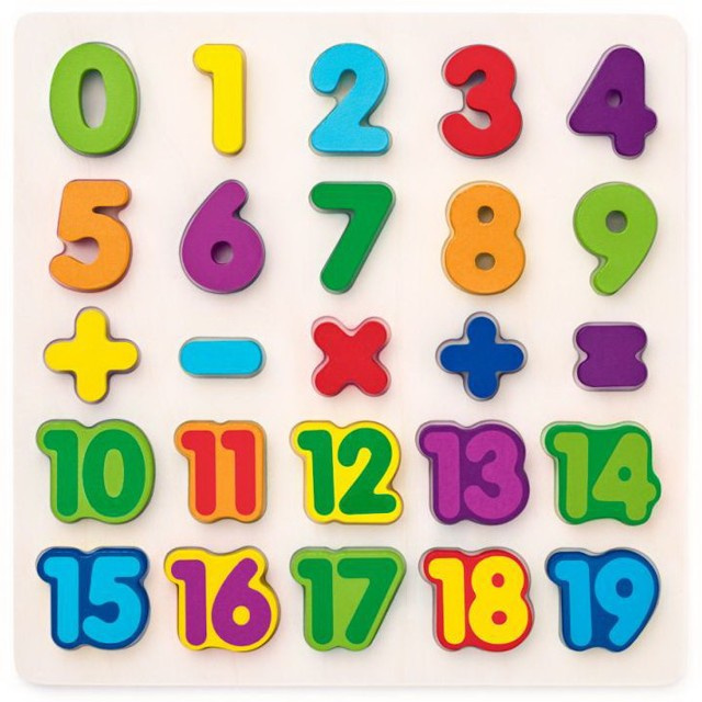 Woody puzzle číslice masivní na desce