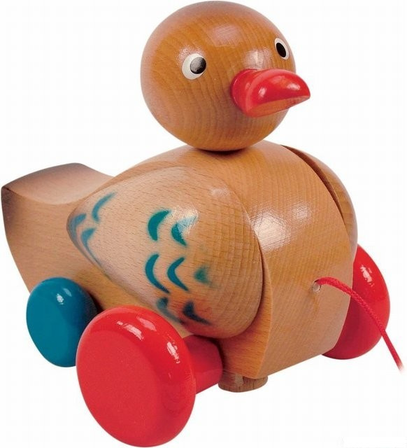 Woody Tahací kachna klapací, hnědá