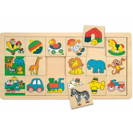 Woody Puzzle výukové Co kam patří Věci 18 ks