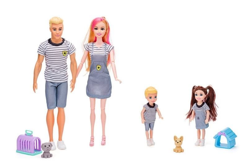 WOODY Panenky Rodina s mazlíčky 30cm