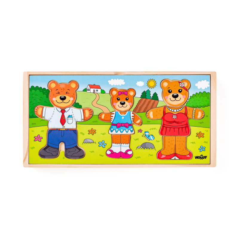 Puzzle oblékání - Šatní skříň 3 medvědi, 45ks (Woody)