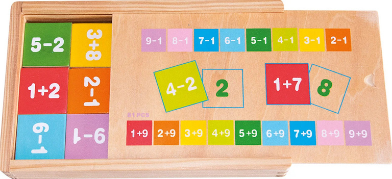 Woody puzzle v krabičce se sčítáním a odčítáním
