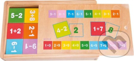 Woody puzzle v krabičce se sčítáním a odčítáním