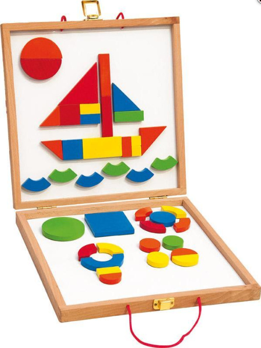 Puzzle magnetické - Kreativní kufřík s tvary (Woody)