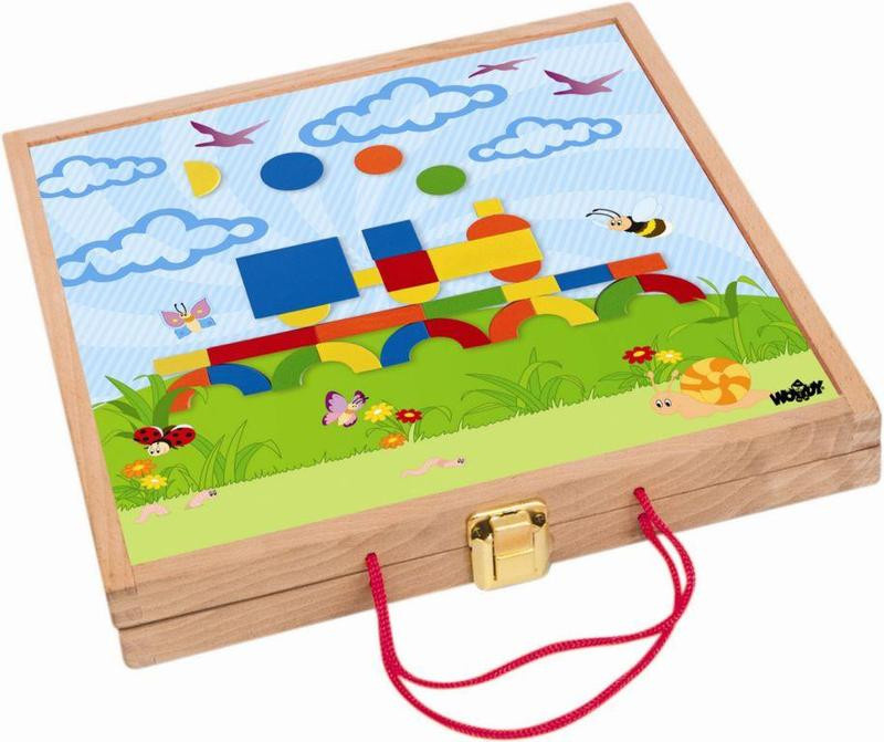 Puzzle magnetické - Kreativní kufřík s tvary (Woody)