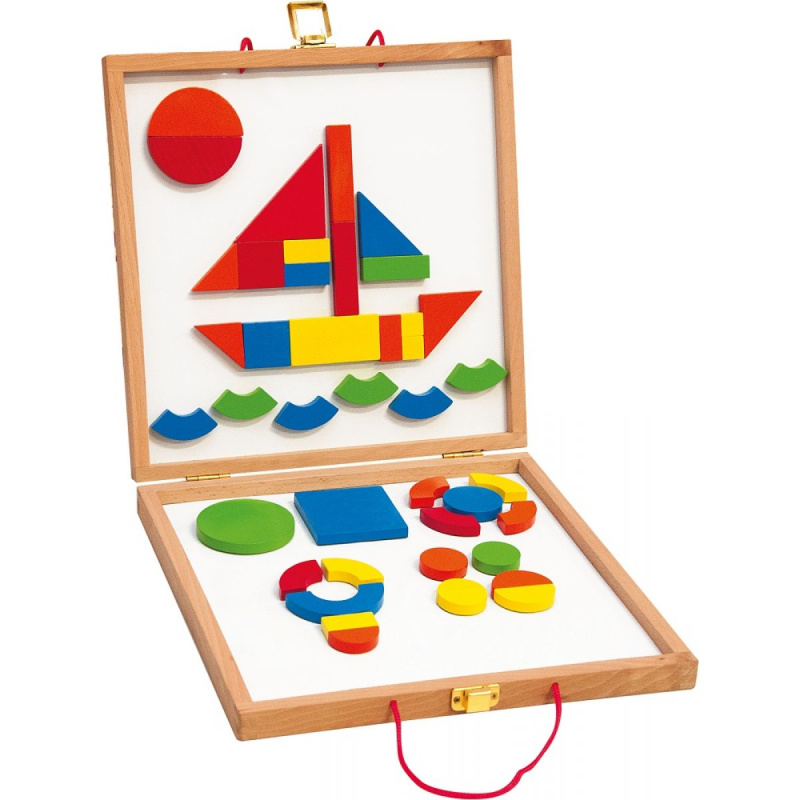 Puzzle magnetické - Kreativní kufřík s tvary (Woody)