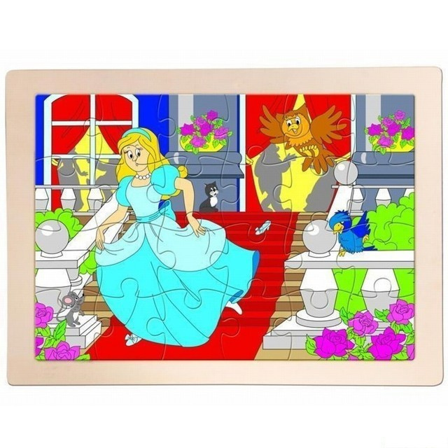 Puzzle na desce - Pohádka Popelka, 24ks (Woody)