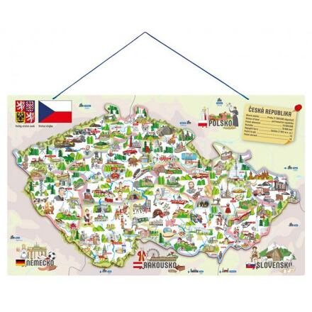 WOODY Magnetická mapa ČR s obrázky a společenská hra, 3 v 1