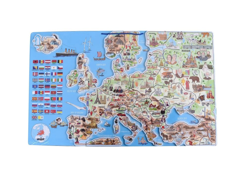 Magnetická mapa EVROPY, společenská hra 3 v 1 v AJ