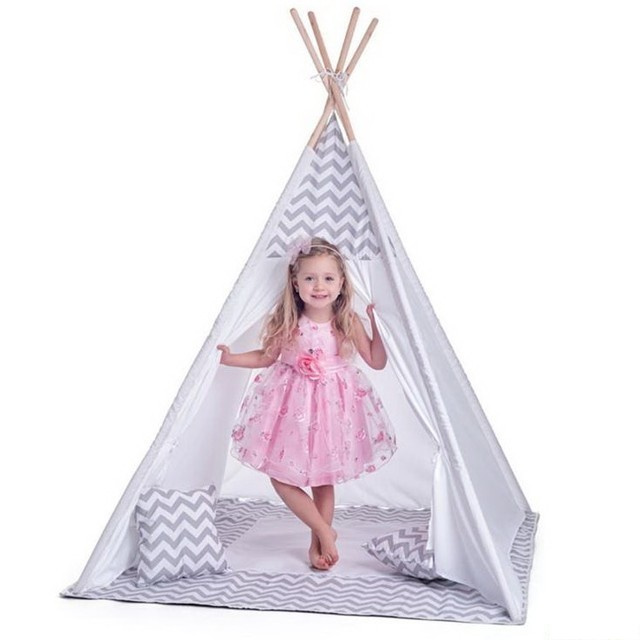 Baby Nellys teepee bílo / šedy s výbavou