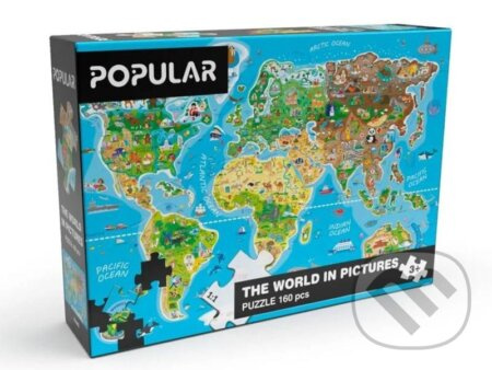 POPULAR Puzzle Mapa světa v angličtině 160 dílků