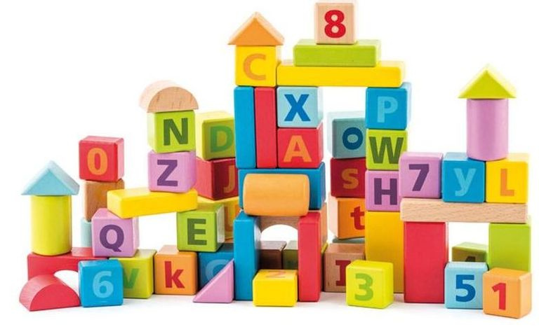 Woody Pastelové kostky s písmeny a číslicemi