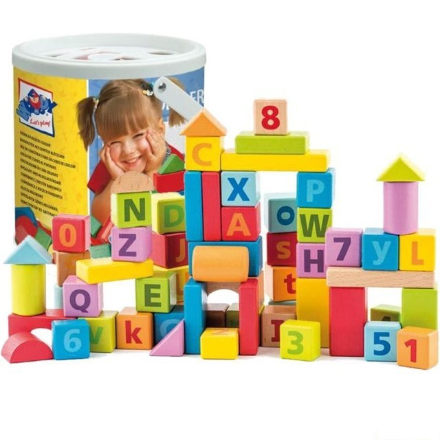 Woody Pastelové kostky s písmeny a číslicemi