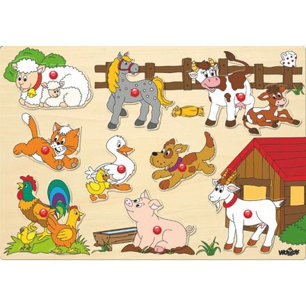 Puzzle vkládací - Zvířata u statku, 9ks (Woody)