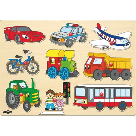 Puzzle vkládací - Dopravní prostředky, 9ks (Woody)