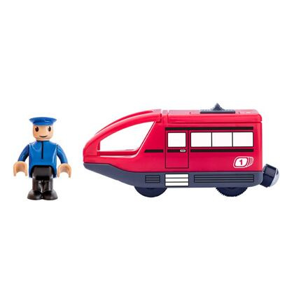Woody Elektrická lokomotiva s panáčkem červená