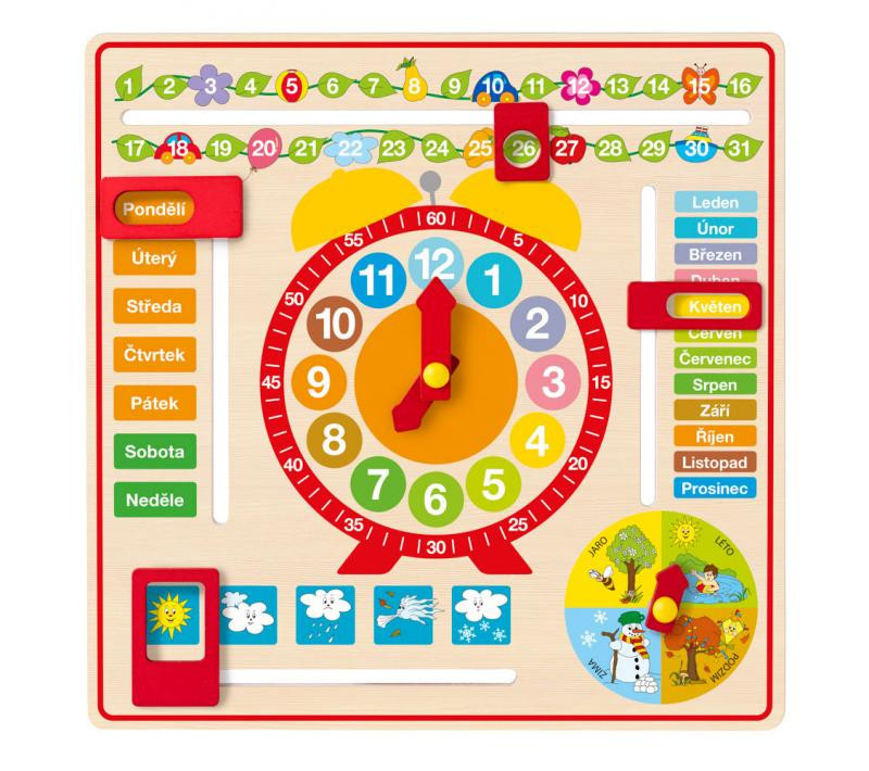 WOODY Víceúčelový kalendář s hodinami