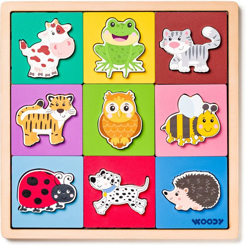 Puzzle se zvířátky, tvary-barva