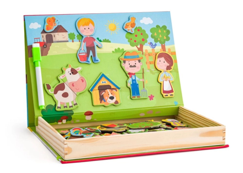 Puzzle magnetické - Kniha, Krabička statek (Woody)