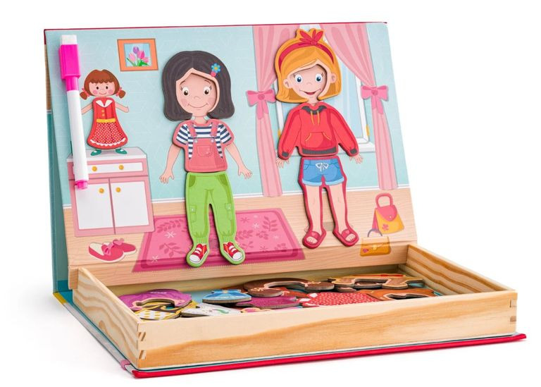 Puzzle magnetické - Kniha, Krabička módní salon (Woody)