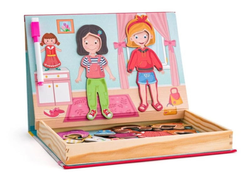Puzzle magnetické - Kniha, Krabička módní salon (Woody)