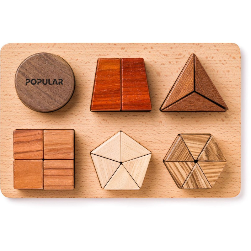 Puzzle výukové - Tvary na desce zlomky, 21 dílků (Popular)