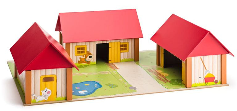 Farma dřevěná - Statek se třemi budovami a podložkou (Woody)