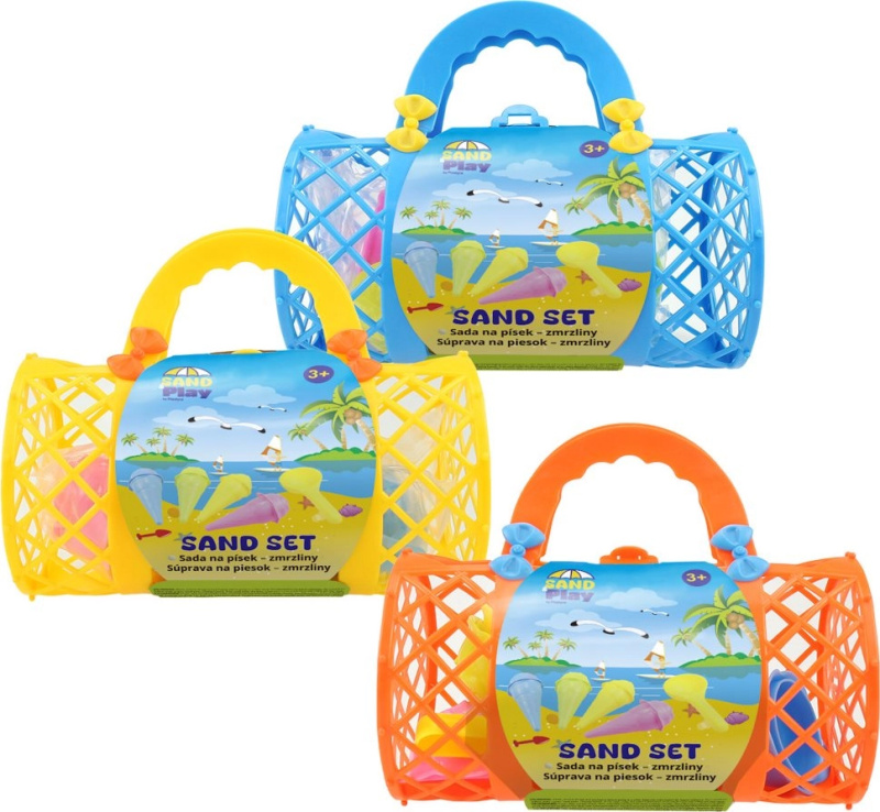 Hračky na písek - Sada báboviček v retro tašce, 9 ks