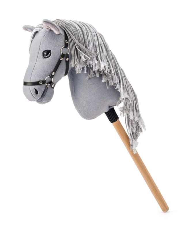 Koňská hlava na tyči - Hobby horse Apollo šedý provázková hříva (Faunica)