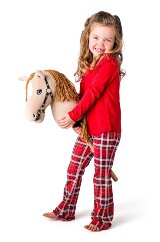 Koňská hlava na tyči - Hobby horse Gracia béžová klisna provázková hříva (Faunica)