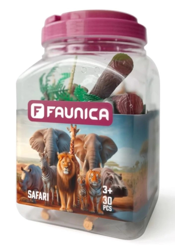 FAUNICA Zvířátka figurky sada v MEGA tubě Safari