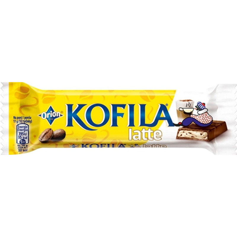 Orion Kofila Latté čokoládová tyčinka s mléčnou náplní s kousky rozpustné kávy