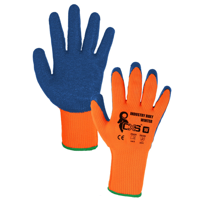 CXS Pracovní rukavice INDUSTRY ROXY WINTER, zimní, máčené v latexu, vel. 10