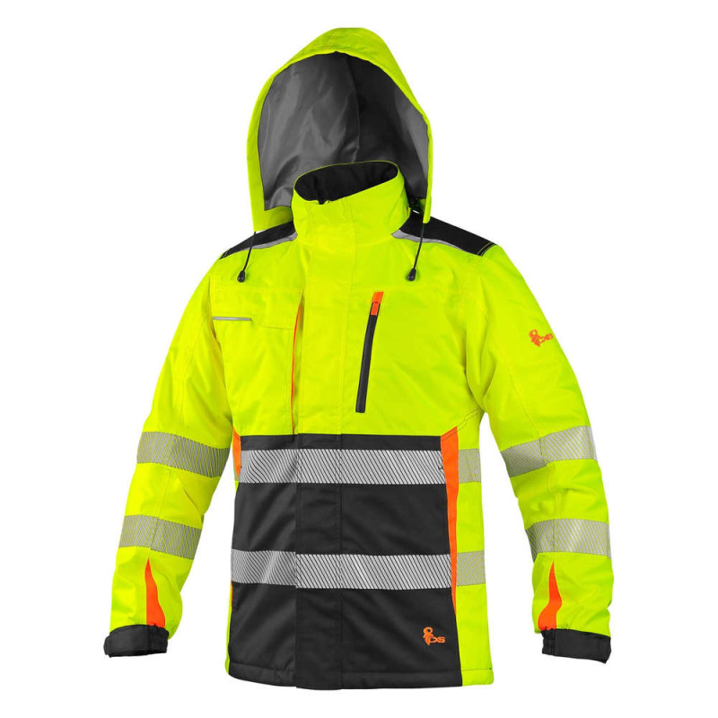 Bunda BENSON, výstražná, zateplená, žluto-černá vel.2XL