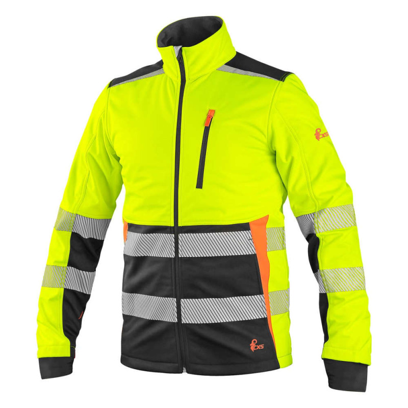 Bunda BENSON, výstražná, softshell, žluto-černá, vel. M