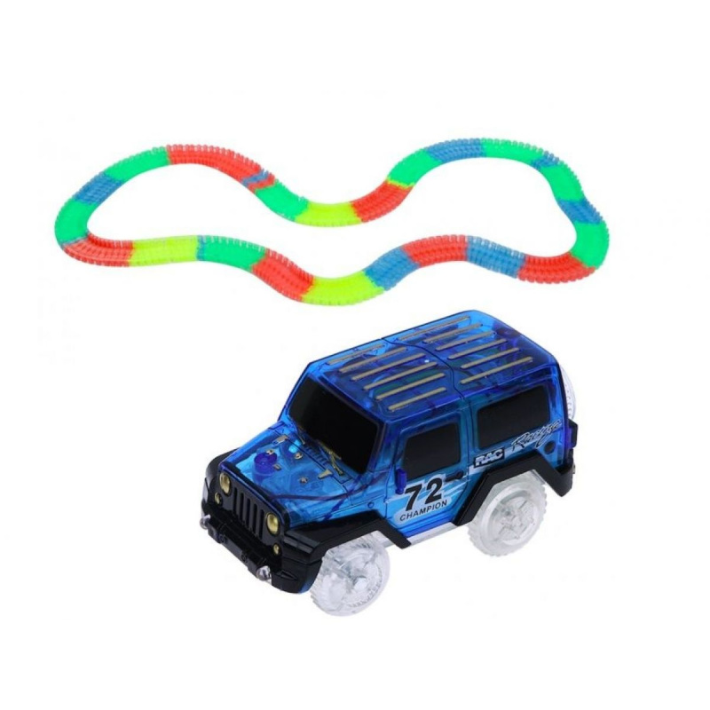 ALLTOYS Dráha svítící ve tmě a autíčko s LED světlem 165 ks